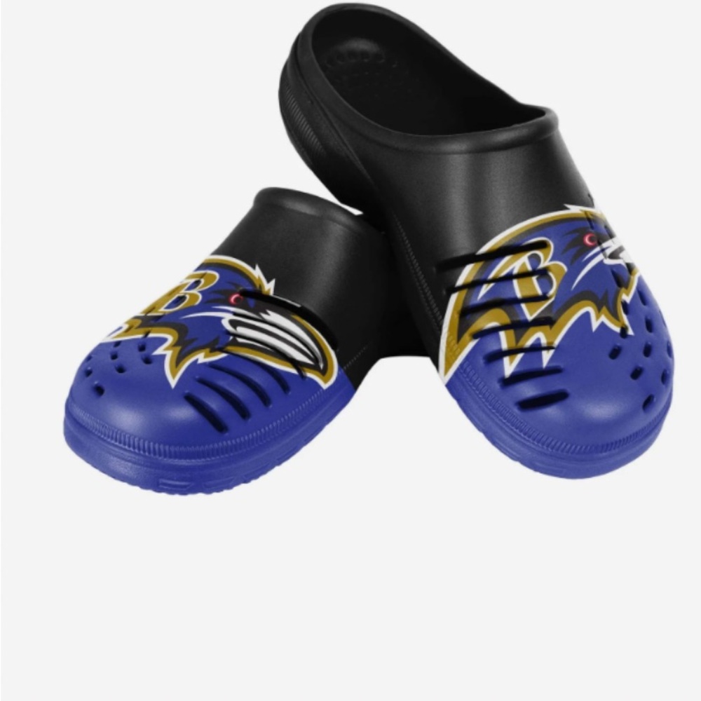 Baltimore Ravens Youth Colorblock Big Logo Clog Size Small 7-8